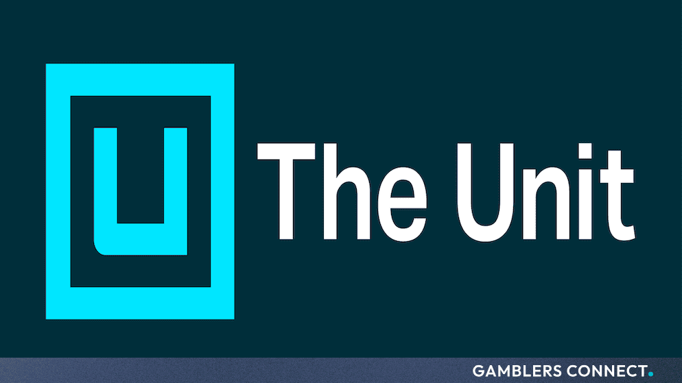 The corporate logo of digital development agency The Unit featuring a teal square icon and white typography against a dark teal background.