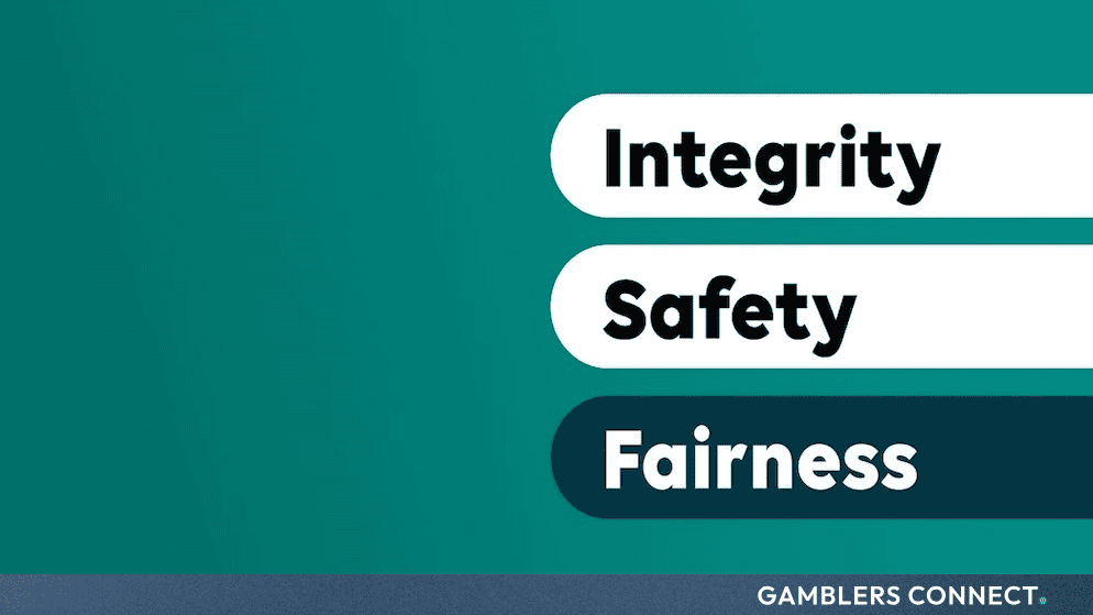 Graphic banner displaying the core regulatory principles of Integrity, Safety, and Fairness against a teal background.