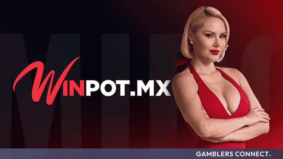 Promotional banner featuring sports broadcaster Miroslava Montemayor alongside Spanish text celebrating a successful year with Winpot.