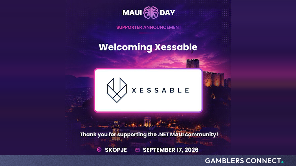 Official supporter announcement graphic welcoming Xessable to the #Skopje edition of .NET MAUI Day on September 17, 2026.