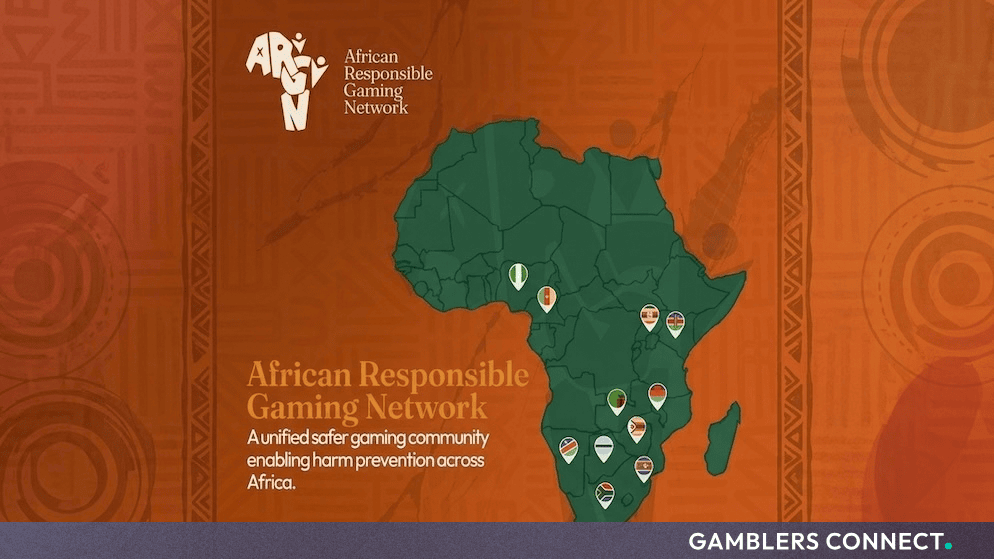 Official map of Africa highlighting member countries involved in the African Responsible Gaming Network initiative.