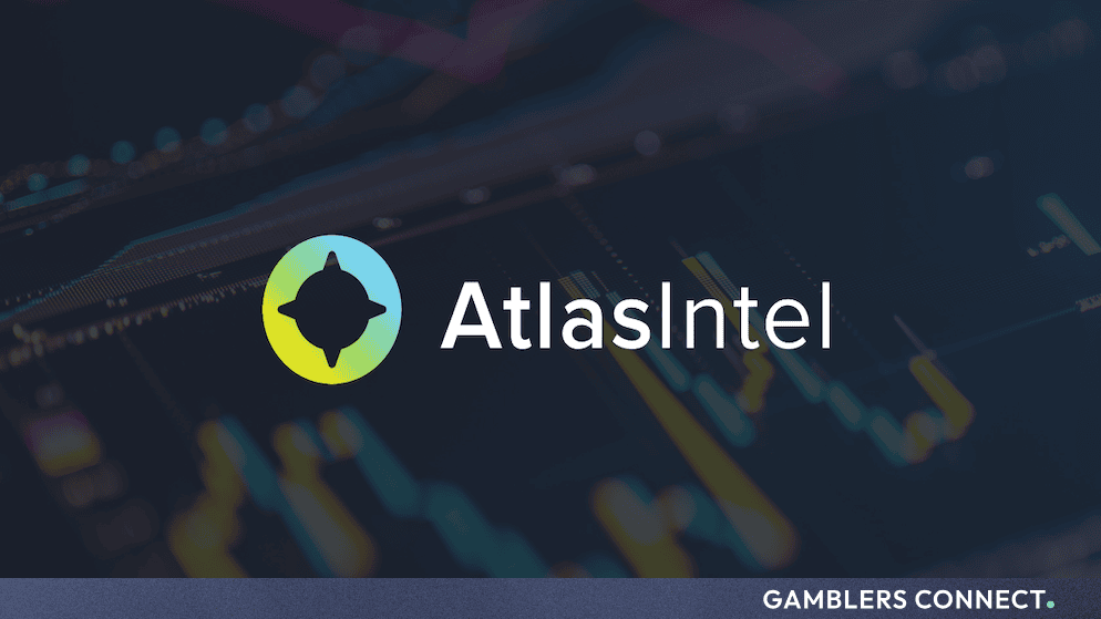 The AtlasIntel corporate logo displayed over a financial market and data background.