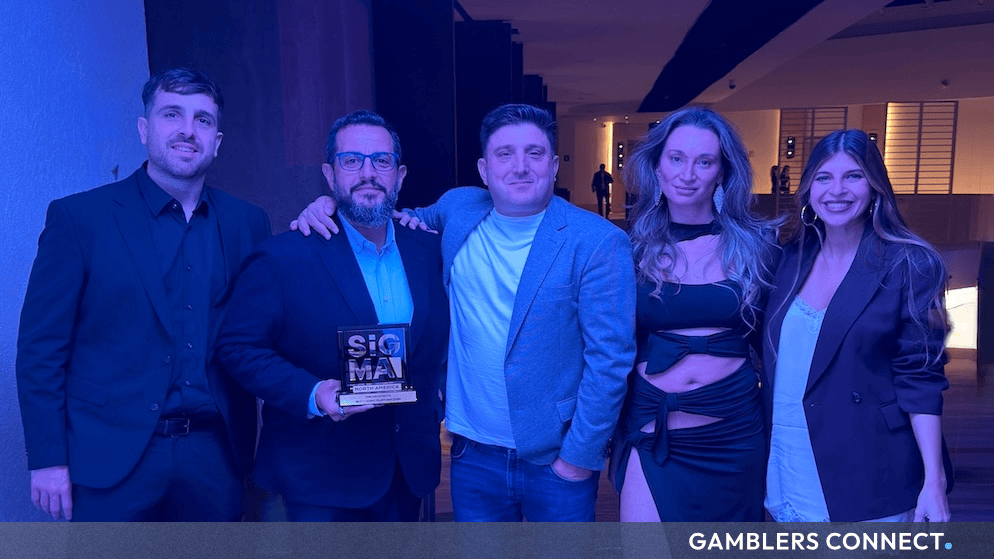 Blokotech team members celebrating after winning Best Casino Platform at the SiGMA North America Awards 2026.