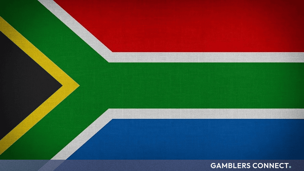 Textured cloth graphic of the South African national flag.