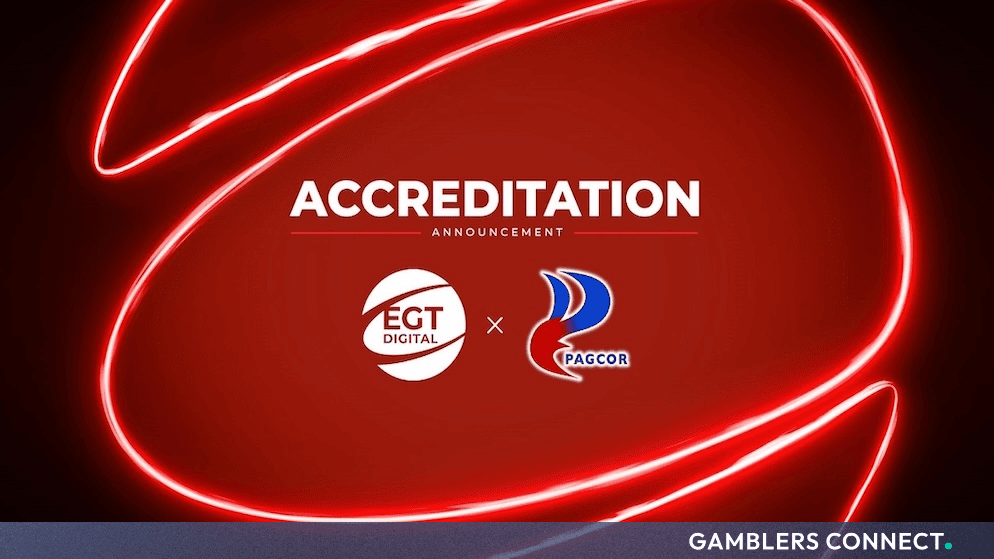Official announcement graphic displaying the EGT Digital and PAGCOR logos inside a glowing red neon frame.