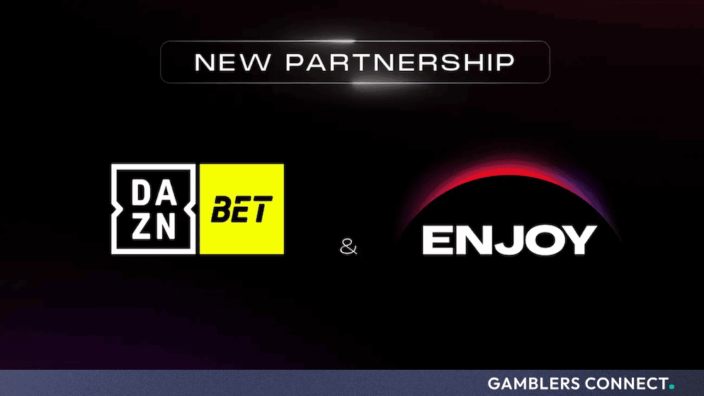 Official partnership announcement graphic displaying the DAZN Bet and ENJOY logos side by side.