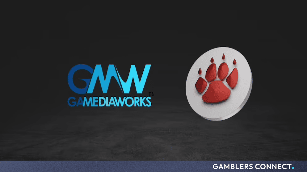 Official partnership logo graphic featuring the Game Media Works brand and a red paw print icon on a dark background.