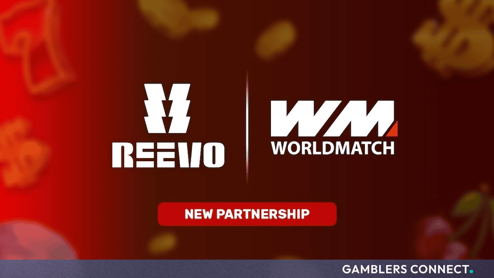 Official partnership graphic displaying the REEVO and WorldMatch logos against a red background with a "New Partnership" banner.