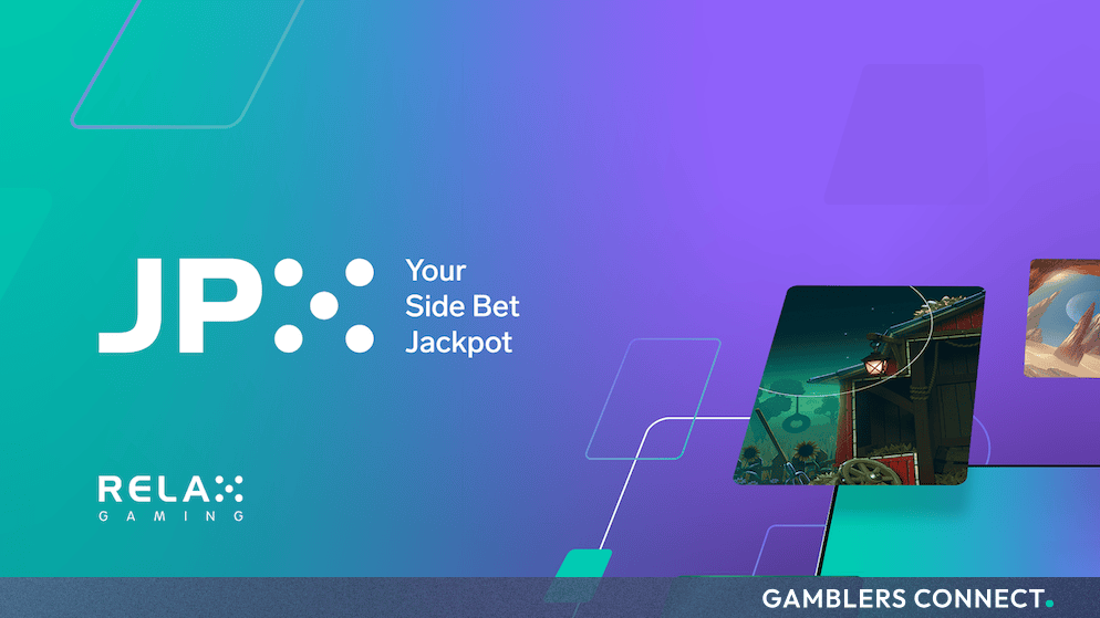 Promotional banner highlighting Relax Gaming's new JPX side-bet jackpot product against a colorful gradient background.