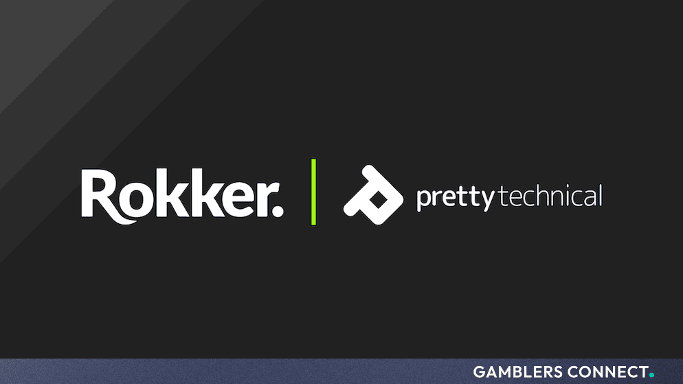 Official corporate announcement graphic featuring the Rokker and Pretty Technical logos on a dark background.