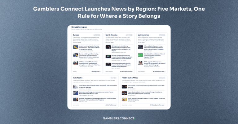 Gamblers Connect Launches News by Region: Five Markets, One Rule for Where a Story Belongs