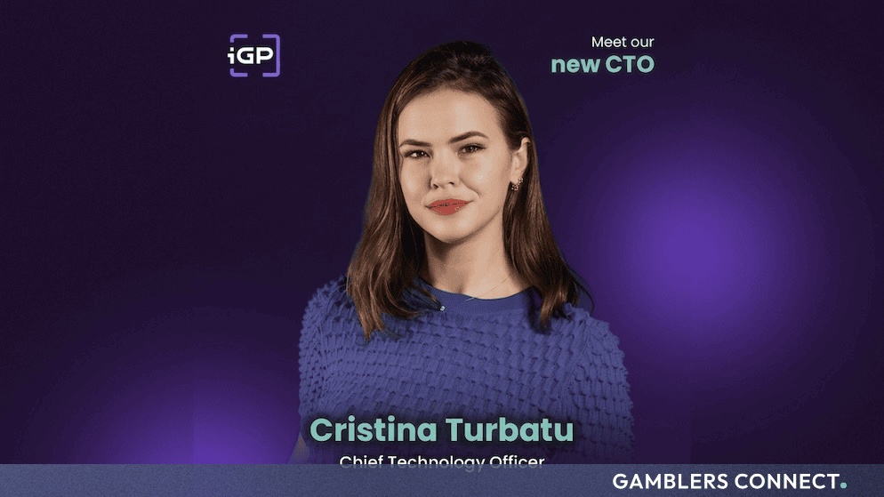 Cristina Turbatu, newly appointed Chief Technology Officer at iGP, posing against a purple background.