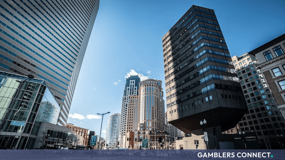 Modern urban architecture in Boston representing the Massachusetts commercial gaming and sports wagering market