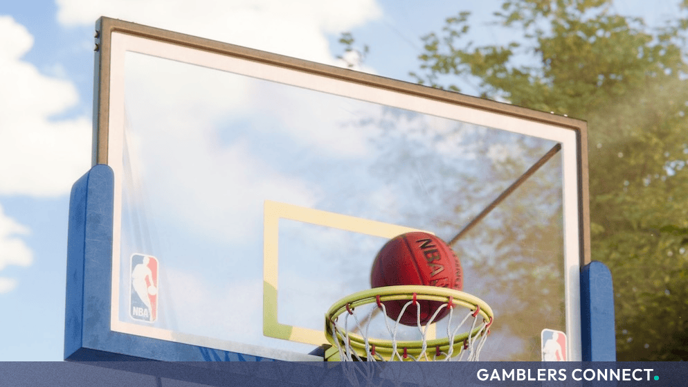 Basketball hoop and net representing the NBA's new prediction market framework and regulatory agreements