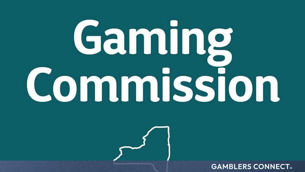 Gaming Commission text and New York state outline representing legal subpoenas against prediction markets