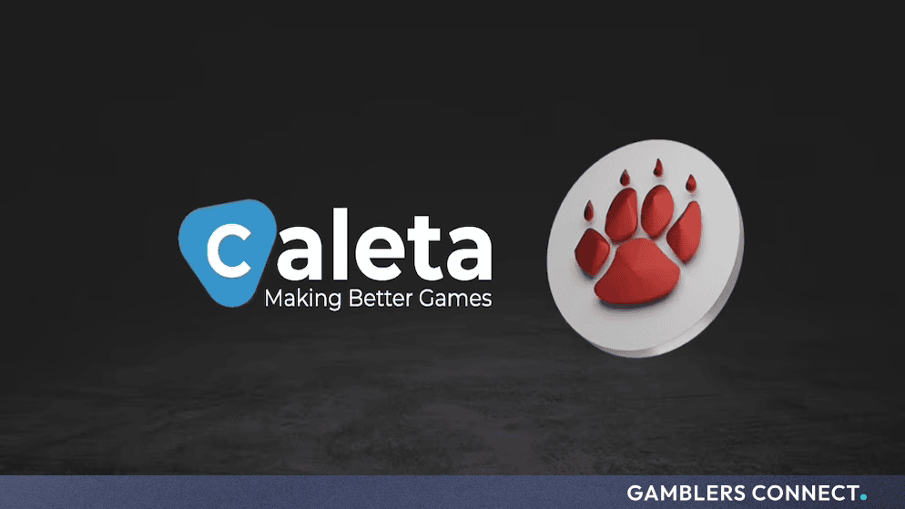 Caleta Gaming 'Making Better Games' logo alongside a red paw print icon on a dark background