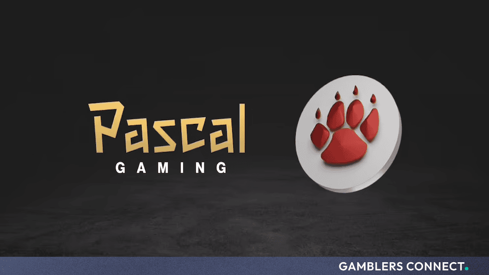 Pascal Gaming brand logo featuring golden typography alongside a red claw symbol against a dark background