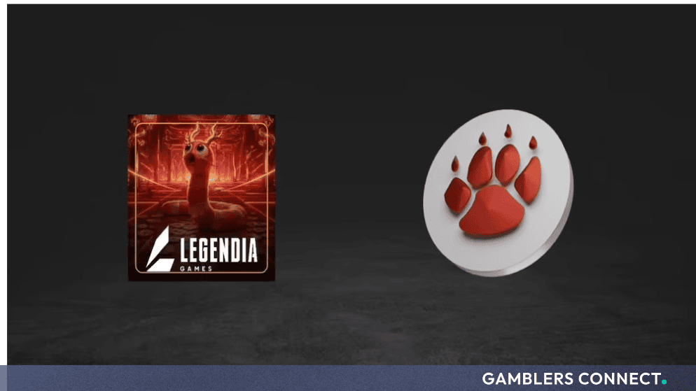 Legendia Games and QTech branding banner featuring Viper Royale snake character and red paw coin logo
