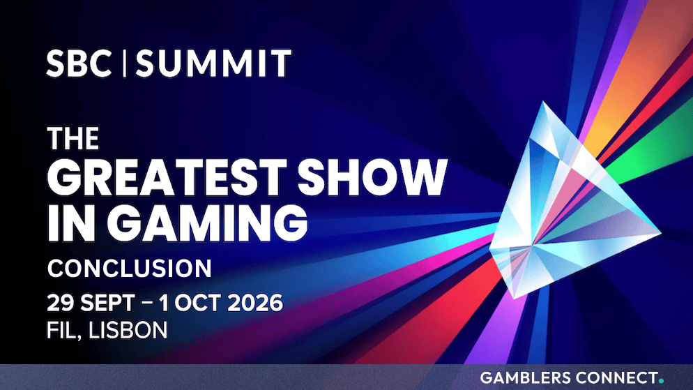 SBC Summit Lisbon 2026 official conclusion graphic featuring the event logo and crystal design on a blue and vibrant multicolored background.