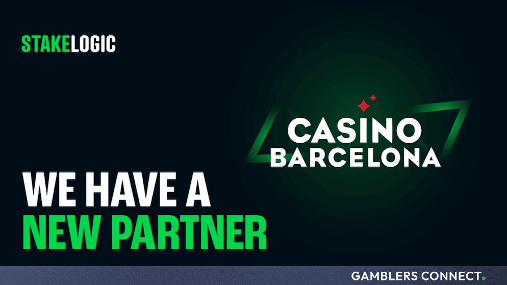 Stakelogic and Casino Barcelona new partnership branding featuring green accents